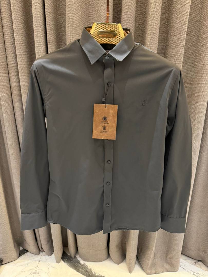 Burbery Chest Logo Full Sleeves Shirt Grey