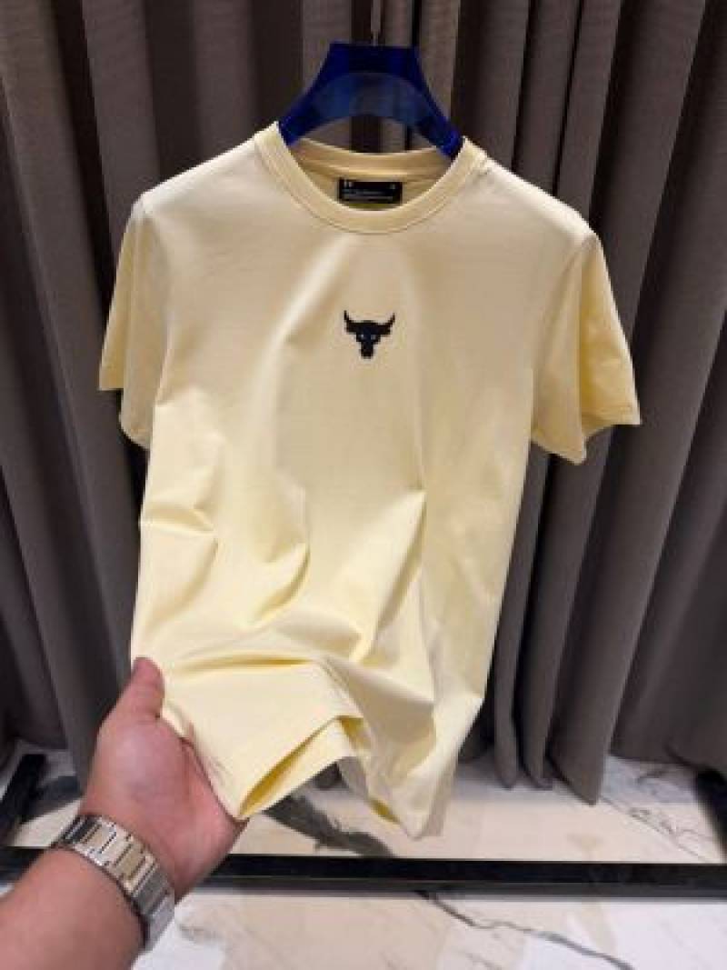 Under Armor Middle Brand Logo Round Neck T-shirt Cream