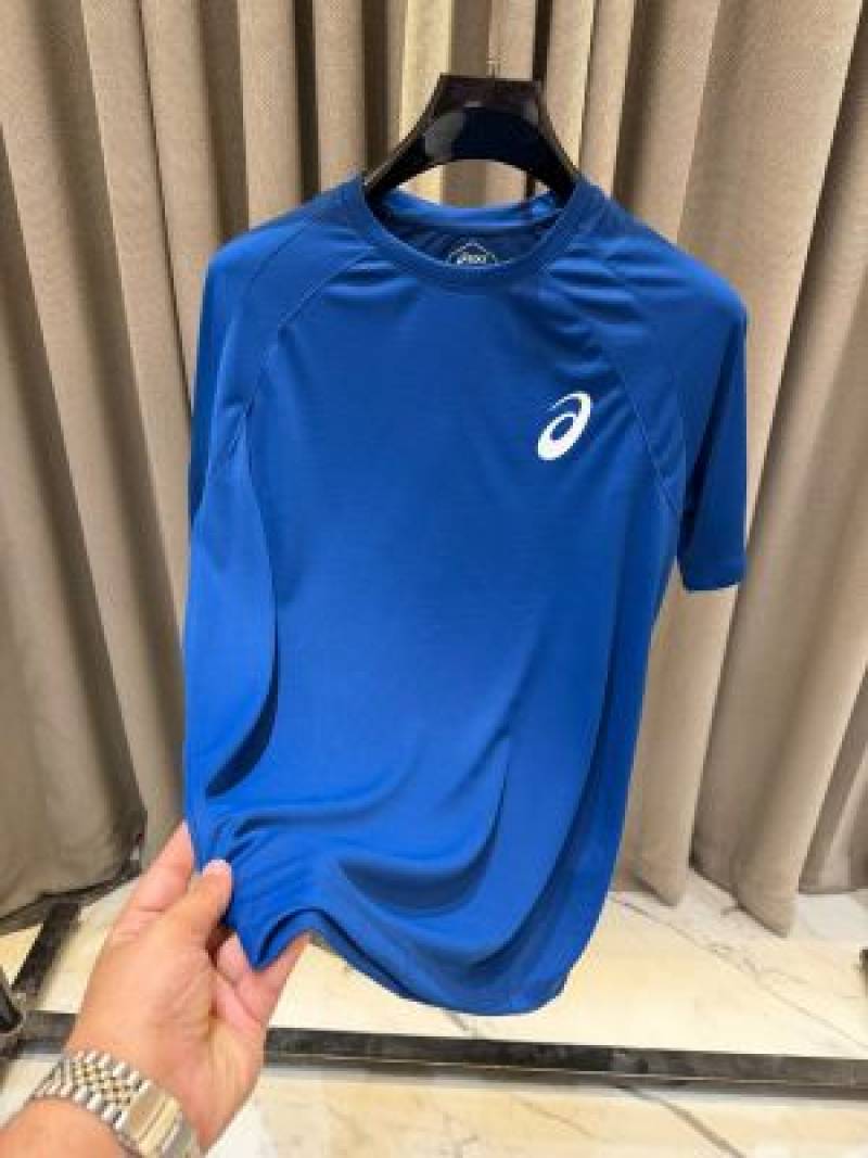 Asic Chest Logo Round Neck T-shirt Blue