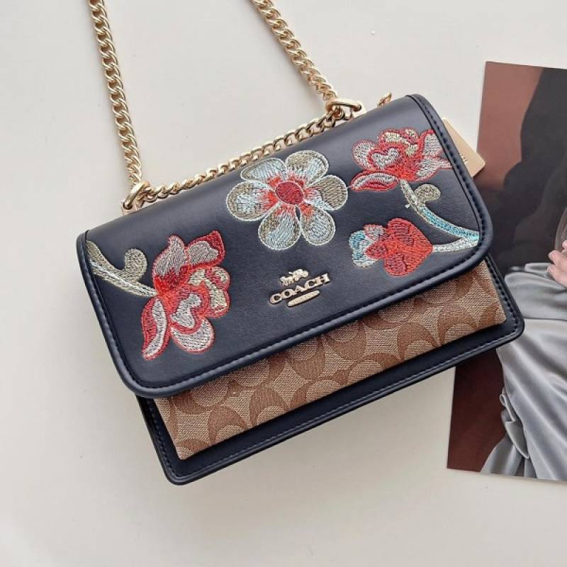 Coaach Klare Floral Signature Crossbody Bag With OG Box & Dust Bag (Floral Black - 380)