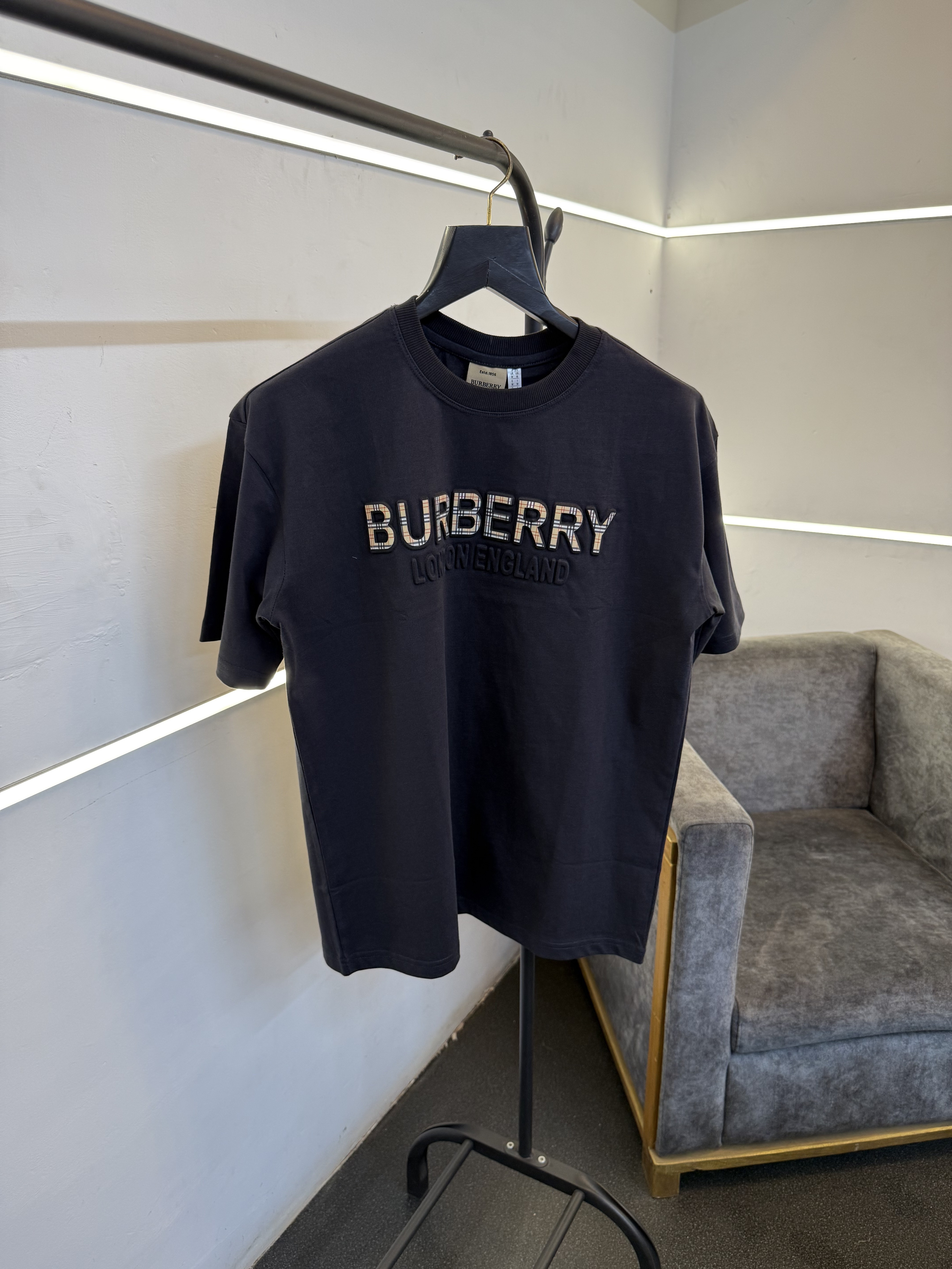 Burbery grey oversize puff print imported round neck tshirt sale