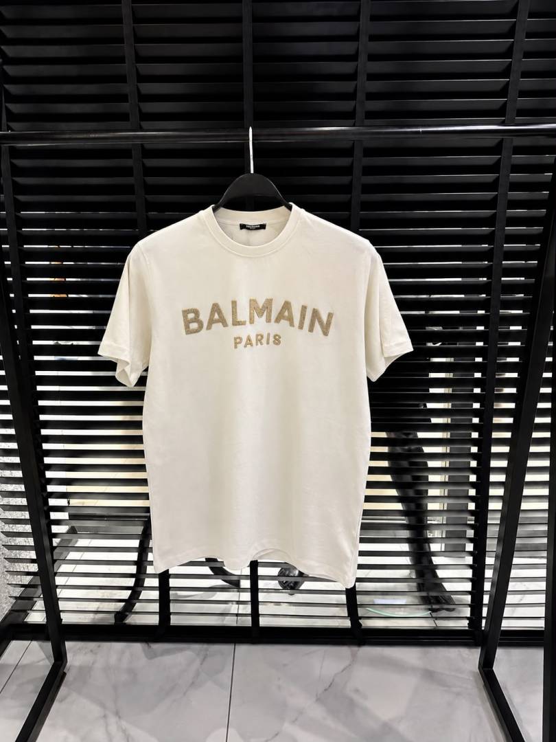 Balmai Middle Brand Print Round Neck T-shirt White