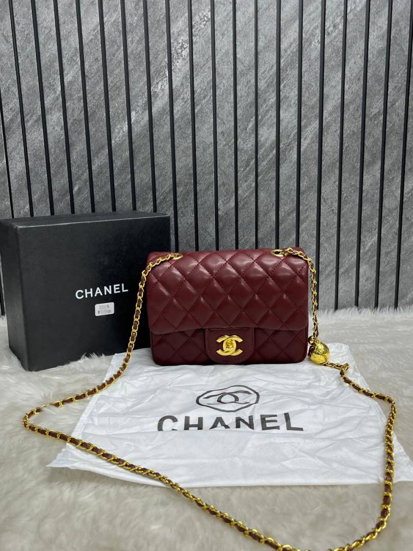 Chennel_Wine_Mini_Flap_Crossbody_Bag_With_OriginalBox_DustCover