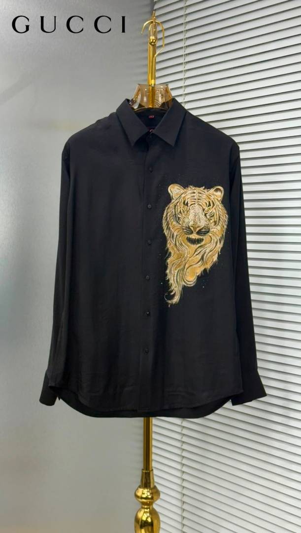Gucci Tiger Diamond Logo Full Sleeves Shirt Black