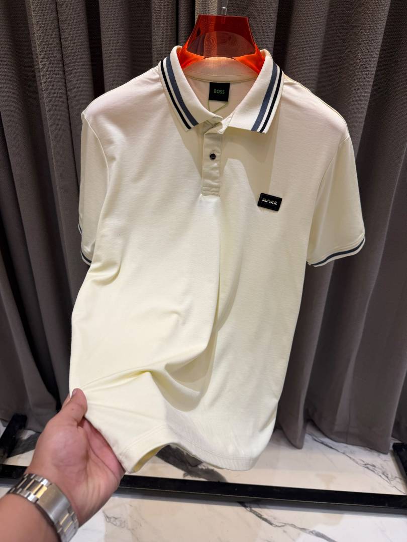 Boss Chest Logo Polo T-shirt Cream