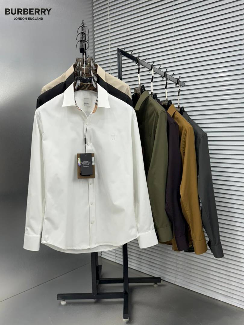 Burbery Chest Logo Full Sleeves Shirt White