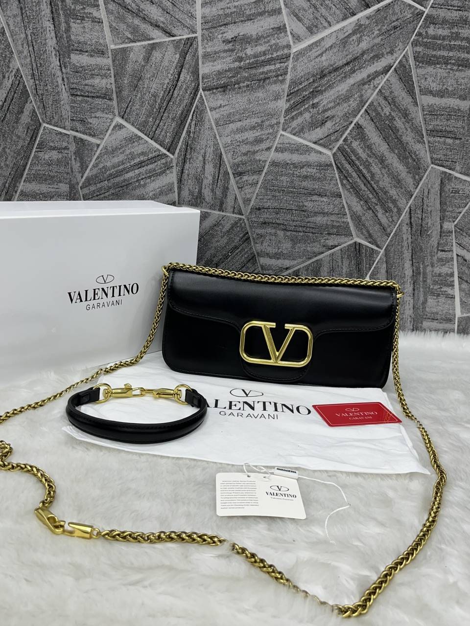 Valentyno_V_Logo_Long_Shoulder_Bag_Clutch_With_Original_Packing