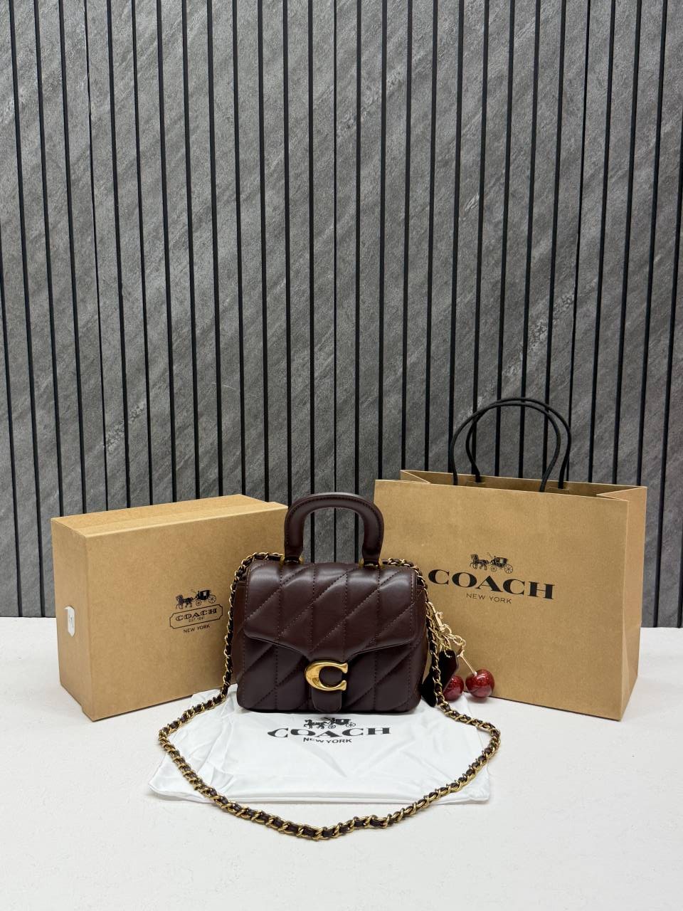Coacch 9922 Tabby Top Handle Bag With Cherry Charm Original Box DustCover & CarryBag