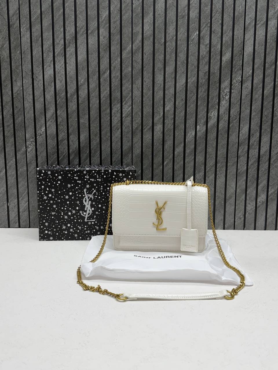 Ysl sunset Crocodile Skin 2504 Shoulder Bag With Original Box & DustCover