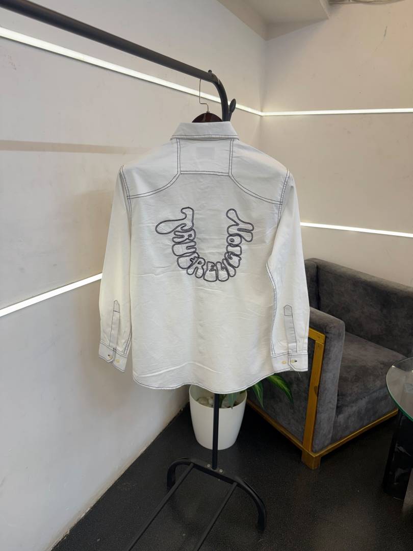 True religion white imported cargo double pocket shirt