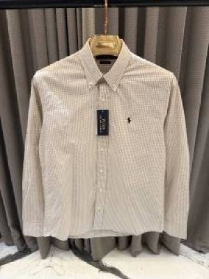 Ralph Lauren chest logo imported shirt coffee