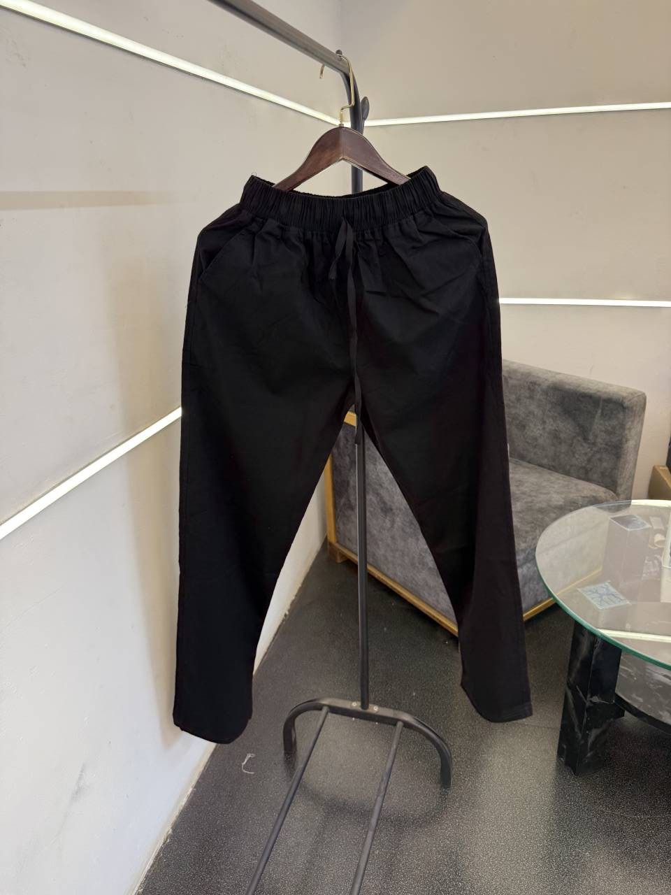 Zarra imported linen track trouser black