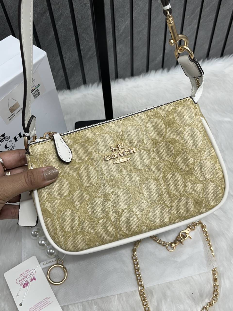 Coacch Nolita AP-White With Original Box DustCover & Pearl charm