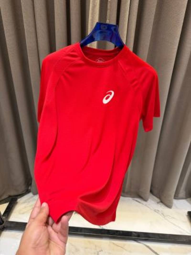 Asic Chest Logo Round Neck T-shirt Red