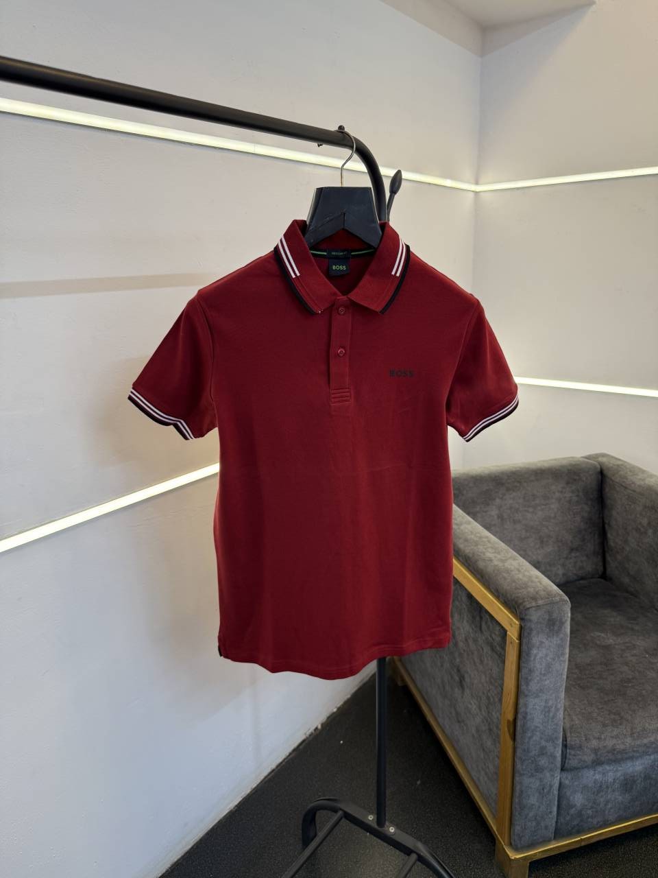 Hugo bos imported polo tshirt maroon