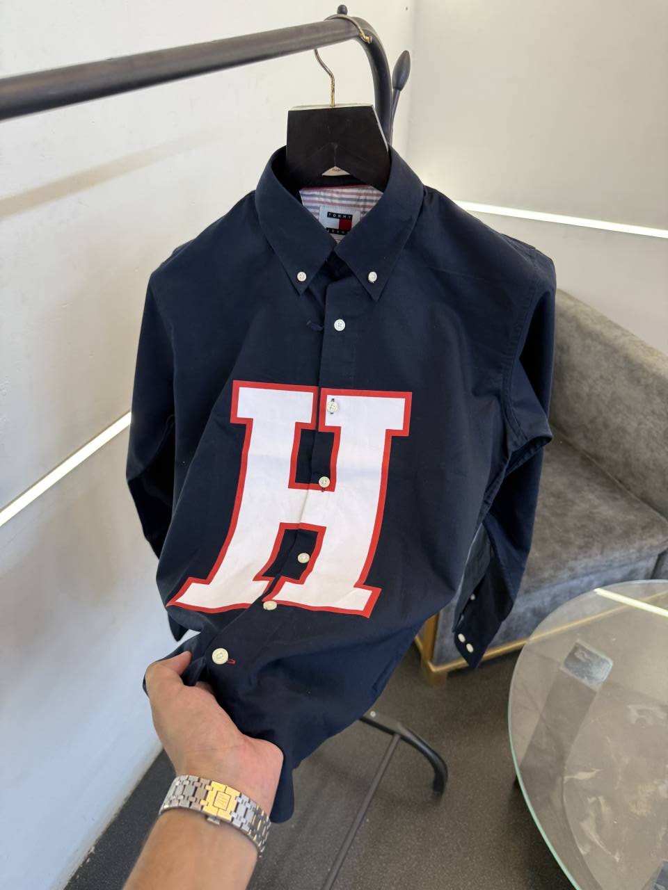 Tommy hilfigar H logo imported full sleeves shirt navy