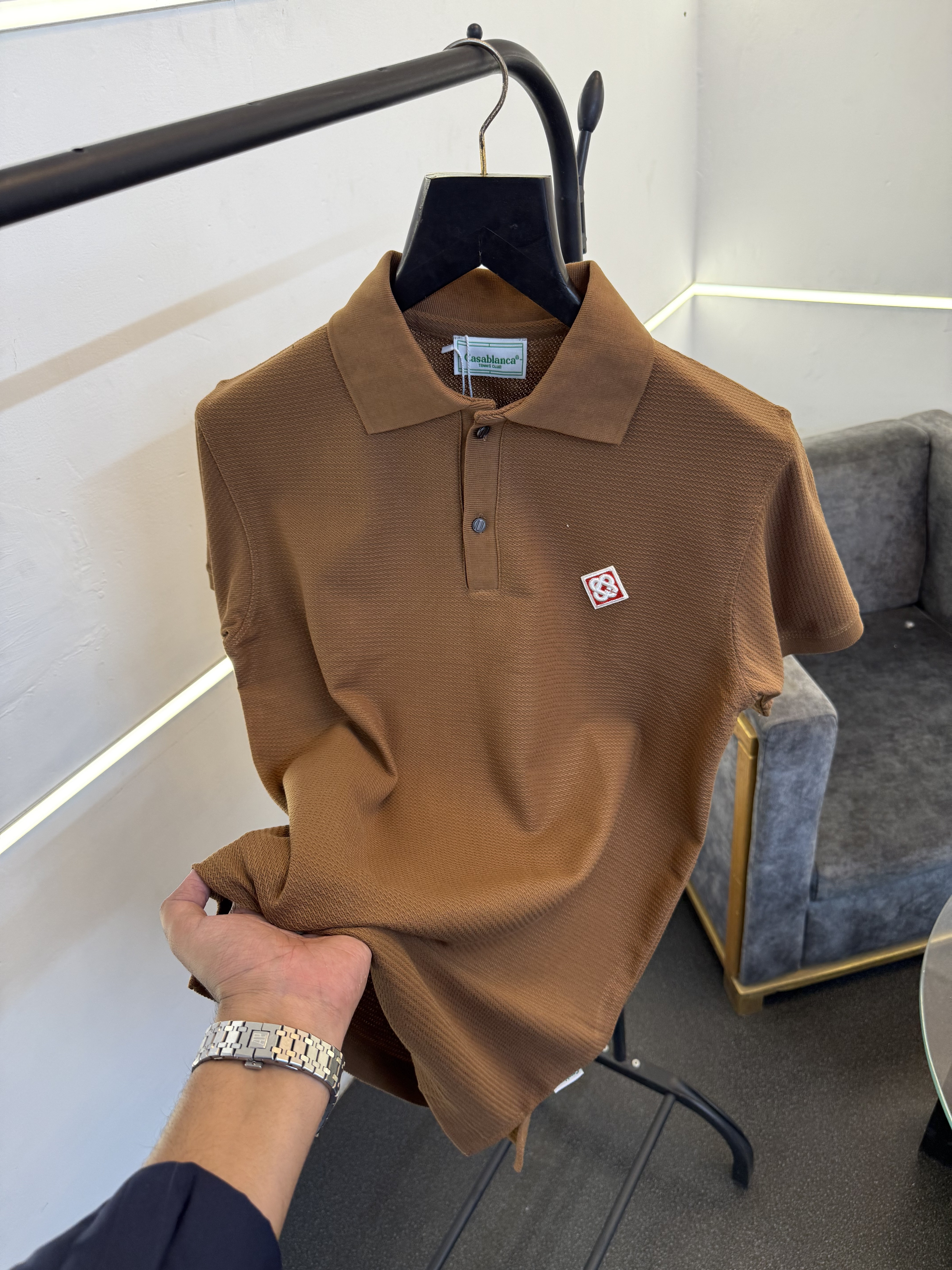 Casablanca brown imported knitted fabric polo tshirt