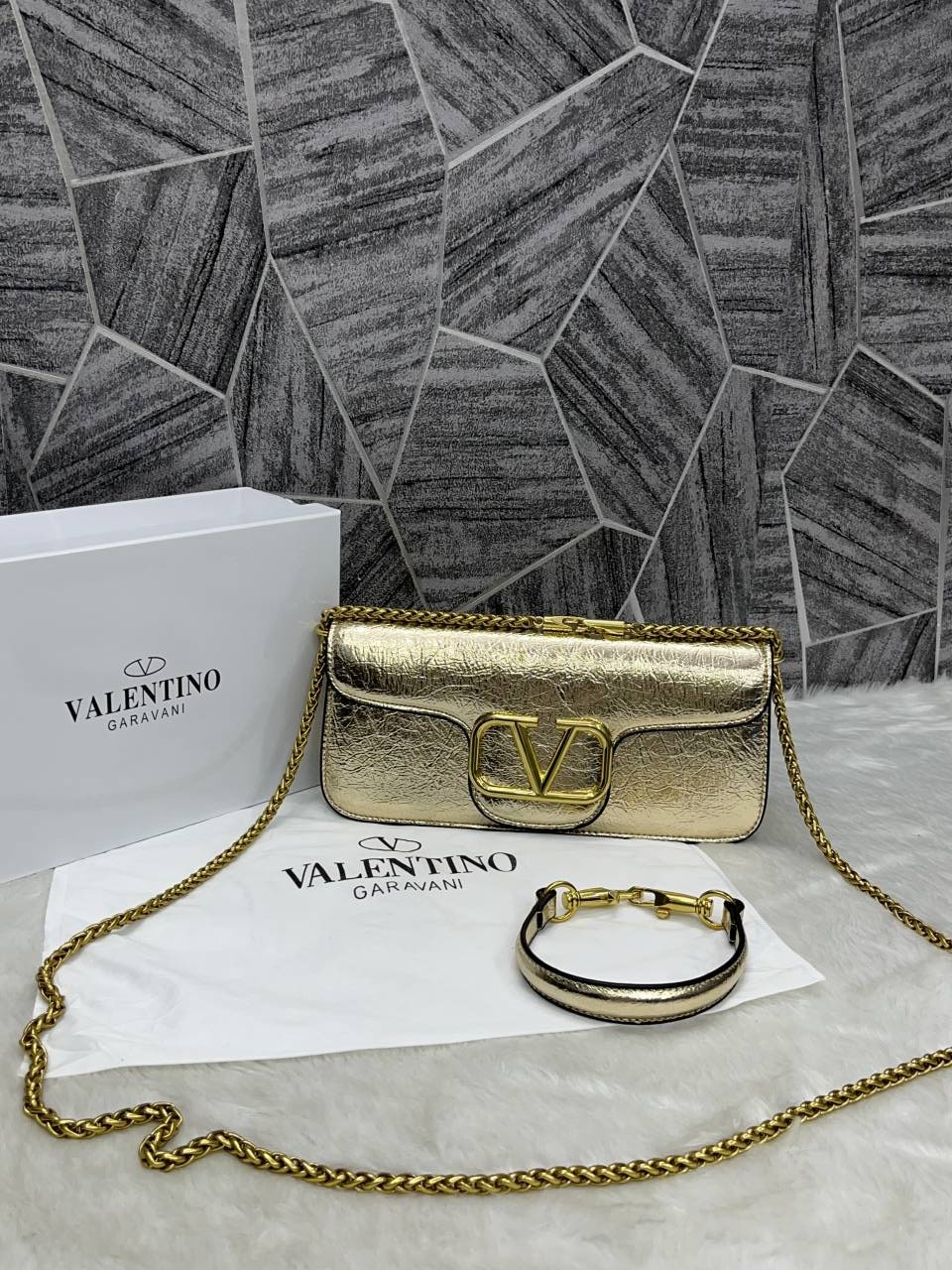 Valentyno_V_Logo_Long_Shoulder_Bag_Clutch_With_Original_Packing
