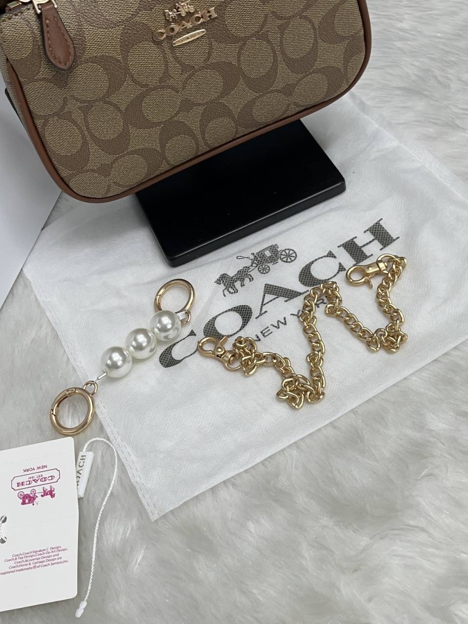 Coacch Nolita AP-Brown With Original Box DustCover & Pearl charm