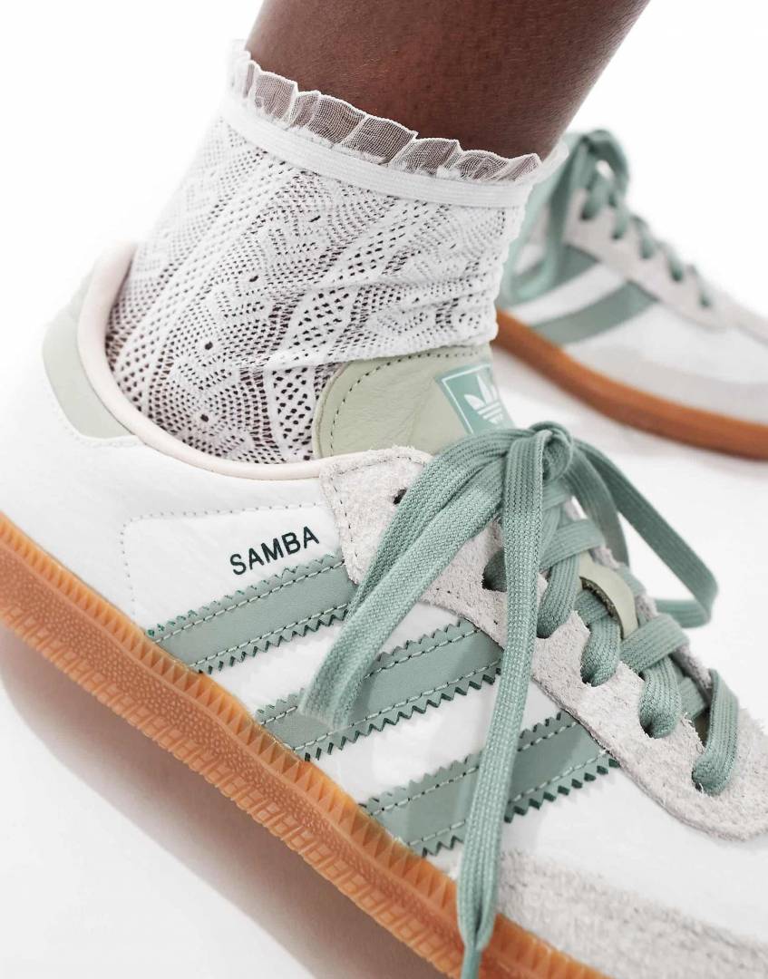 Adiddas Samba Silver Green Suede Fix