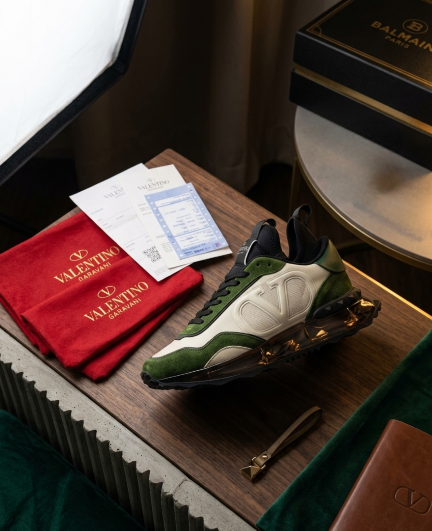 VALENTYNO GARAVANI GREEN SUEDE METALLIC GOLD