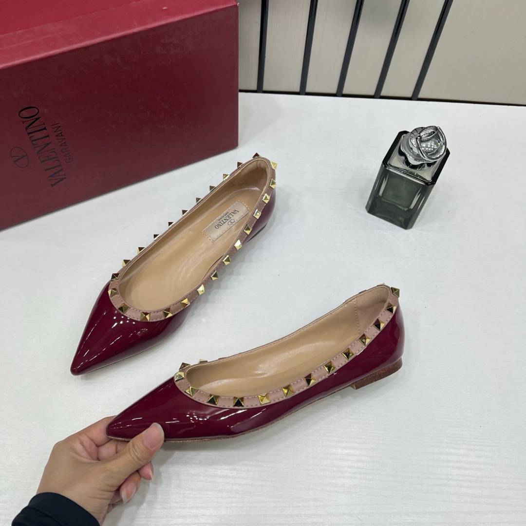 Valentyno_Rockstud_Ballet_Flat_With_OG_Box_Carry_Bag_Wine_VH588-2
