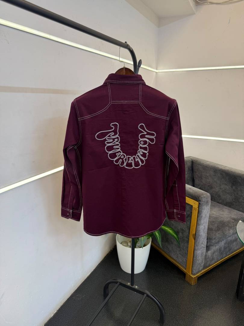 True religion wine imported cargo double pocket shirt