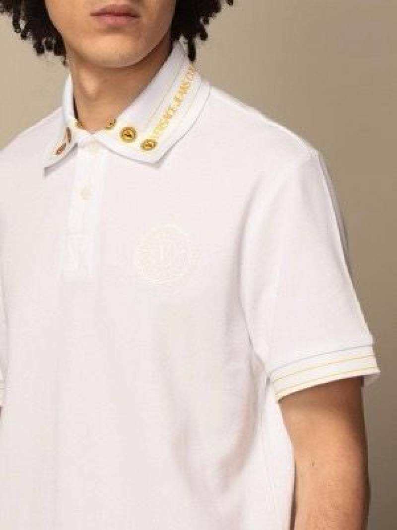 Versac_e Premium Collar Embroidered Polo white with yellow stiched