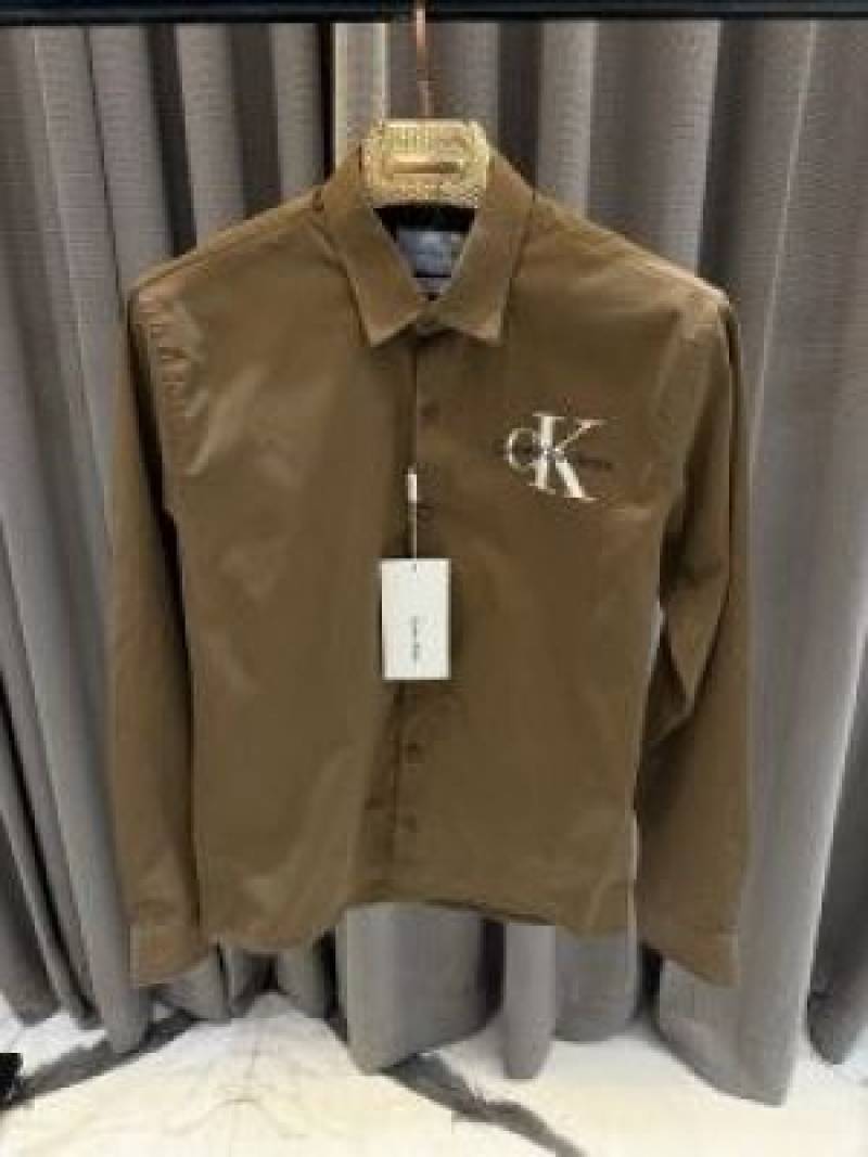 Calvin Kline Chest Logo Full Sleeves Shirt Brown
