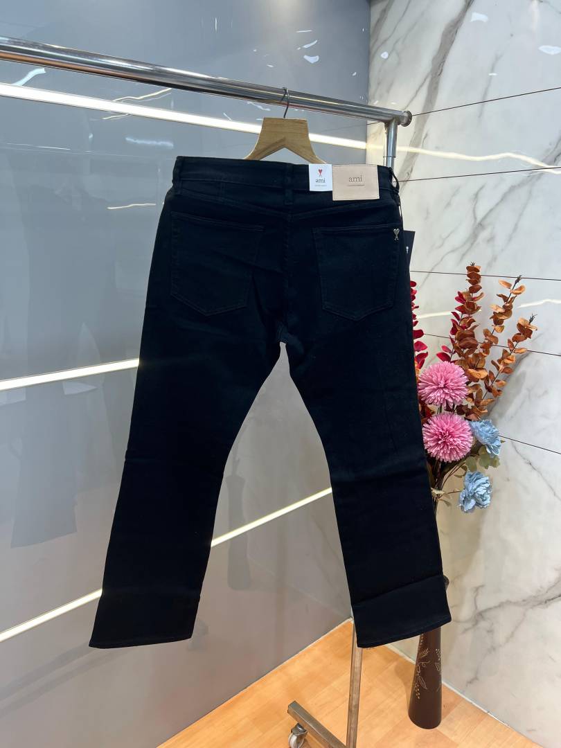 Ami Black Boot Cut Premium Imported Stretchable Lycra Fabric Denim wit etal Logo Design 3942
