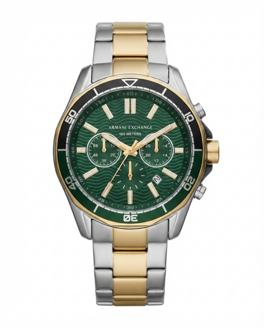 Armaani Exchange 100 Meters Two Tone Green Dial
