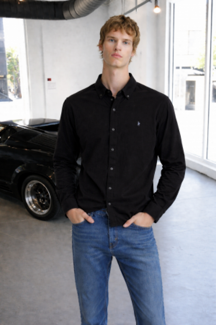 RALPx-H L-AUREN P-OLO IMPORTED STORE ARTICLE SHIRT  BLACK AND GREY