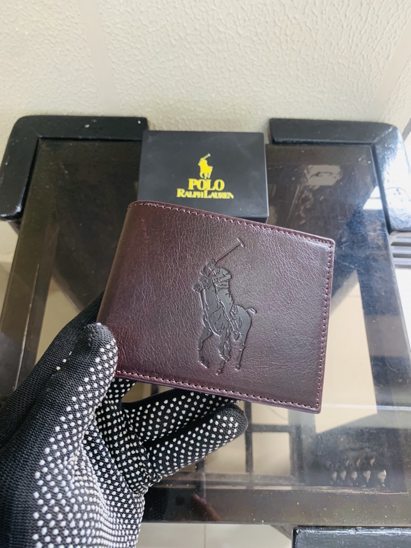 12 POLO RALF LAUREN BROWN PREMIUM QUALITY WALLET WITH BOX