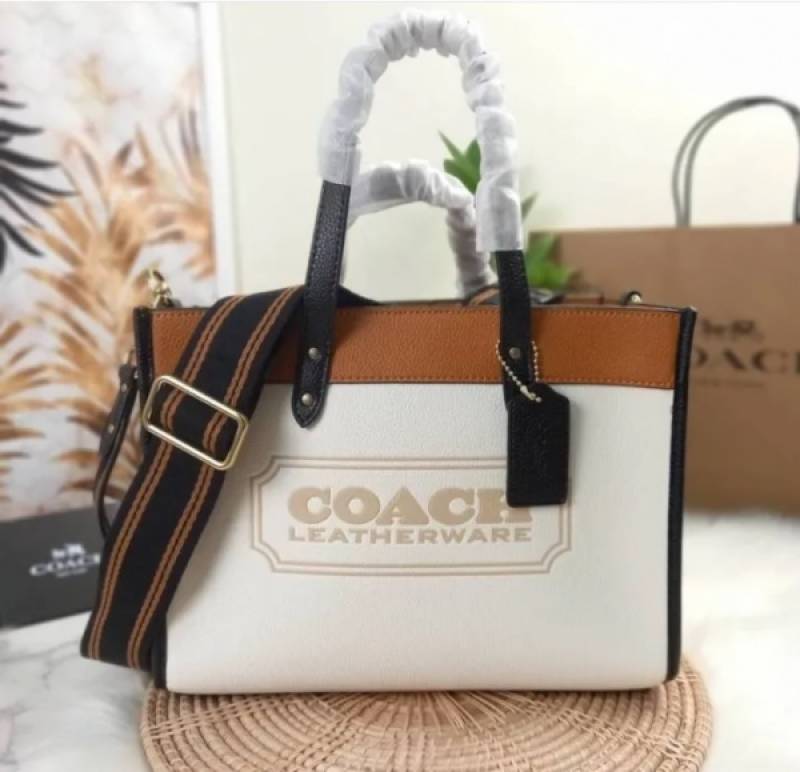 Coaach Field Tote Bag With OG Double Box & Dust Bag & Shoulder Strap & Extra Pouch (White - 116)