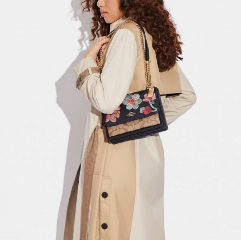 Coaach Klare Floral Signature Crossbody Bag With OG Box & Dust Bag (Floral Black - 380)