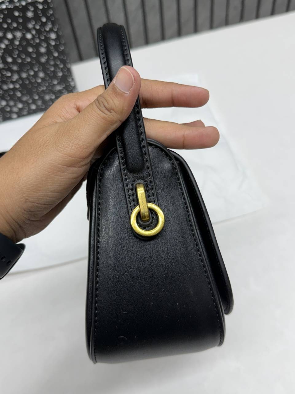 Ysl Voltaire 8868 Black-Gold Shoulder Crossbody Bag With Original Box
