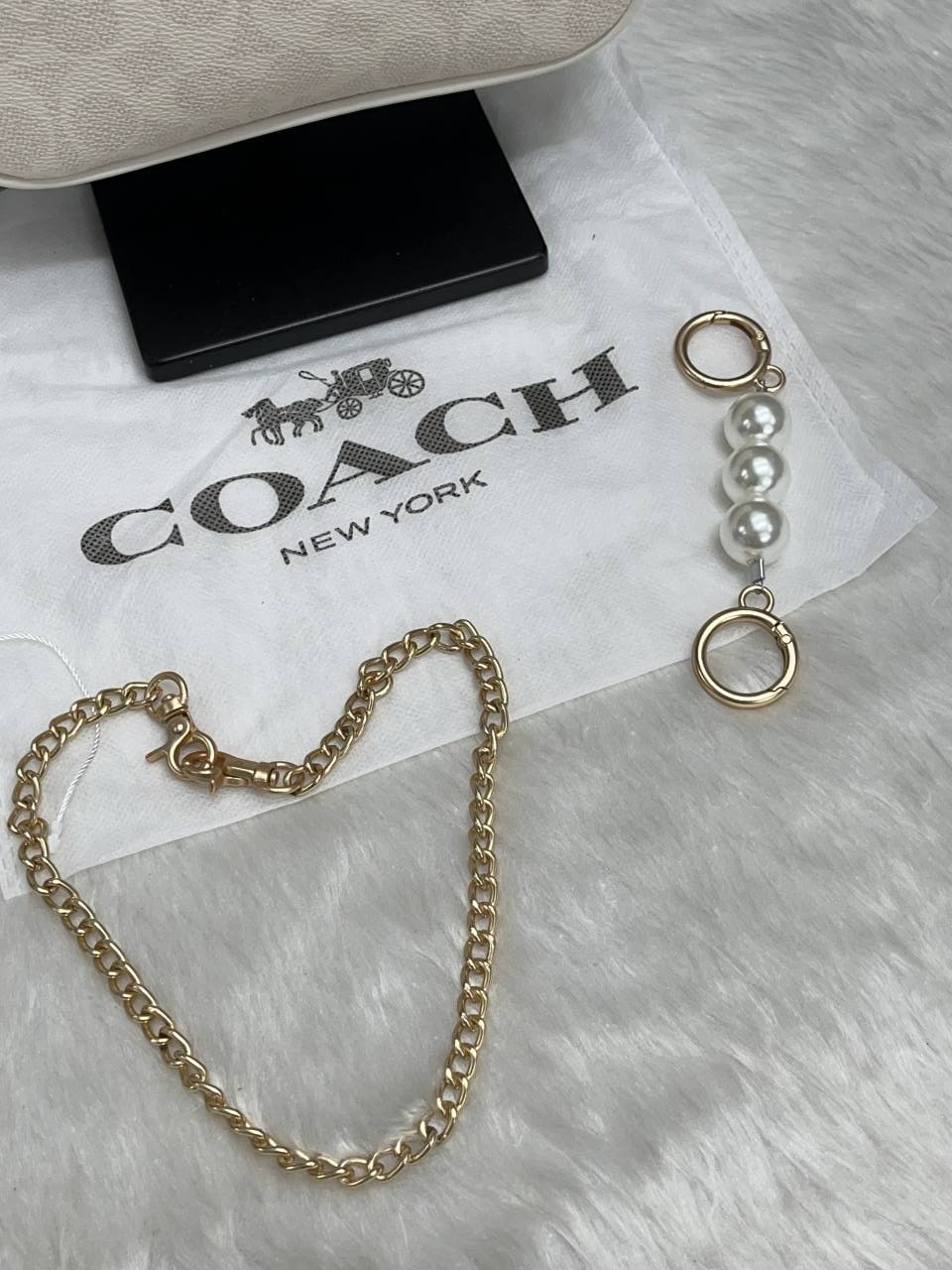 Coacch Nolita White-Mono With Original Box DustCover & Pearl charm