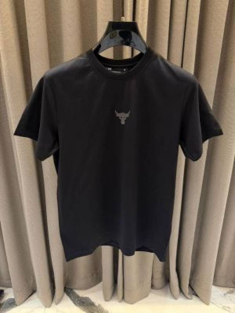 Under Armor Middle Brand Logo Round Neck T-shirt Black