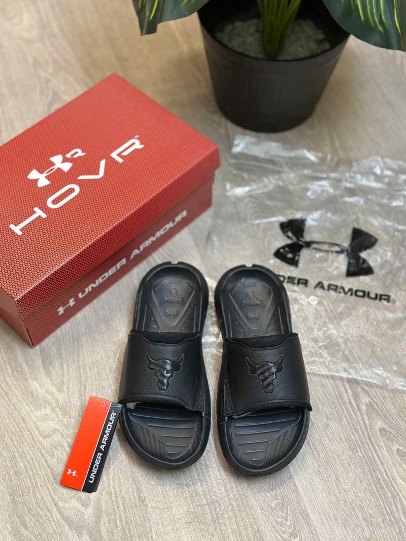 Under Armor Project Rock 3 All Black Flip-Flop