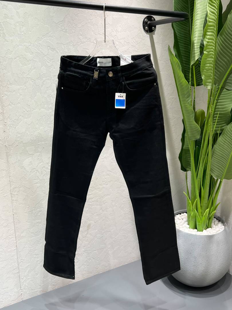 Ami Black Straight Fit Premium Imported Fabric Denim with Back pocket Metal Logo Design 4588