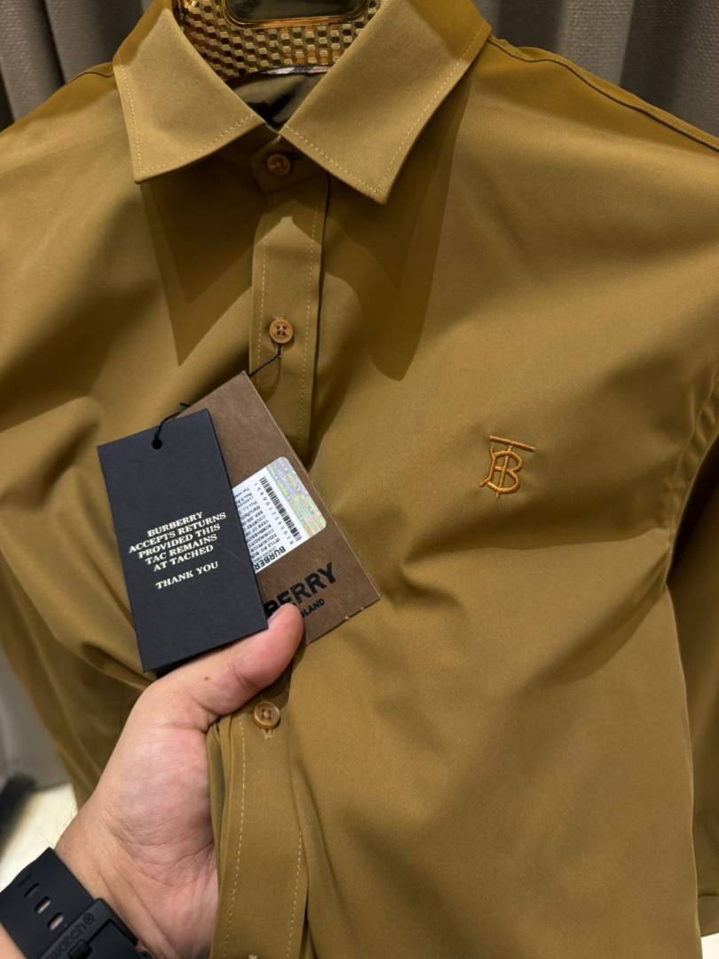 Burbery Chest Logo Full Sleeves Shirt Brown