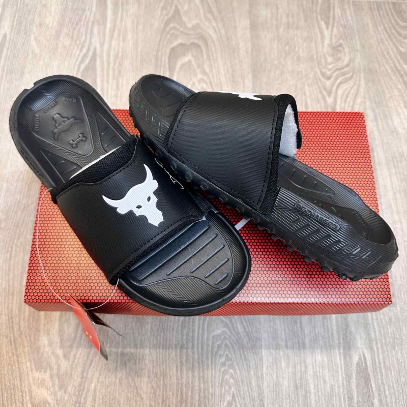 Under Armor Project Rock 3 Black White Flip-Flop