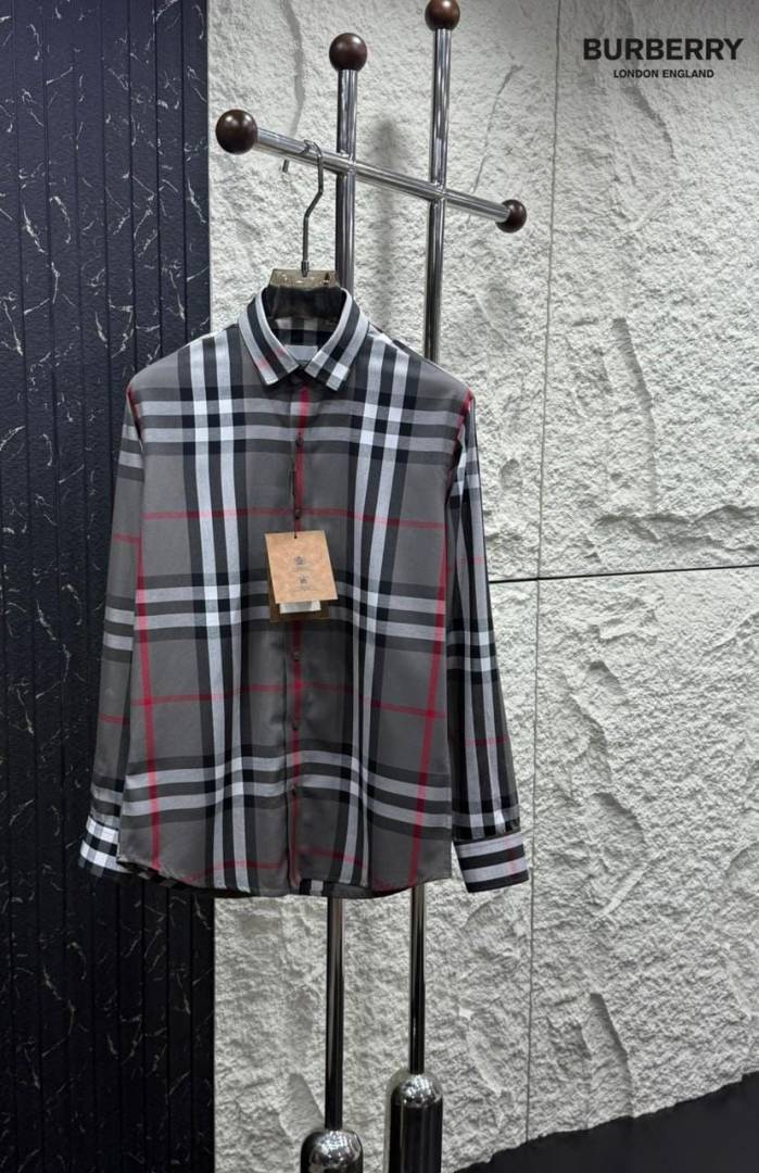 Burbery Box Pack Full Sleeves Checks Shirt Grey