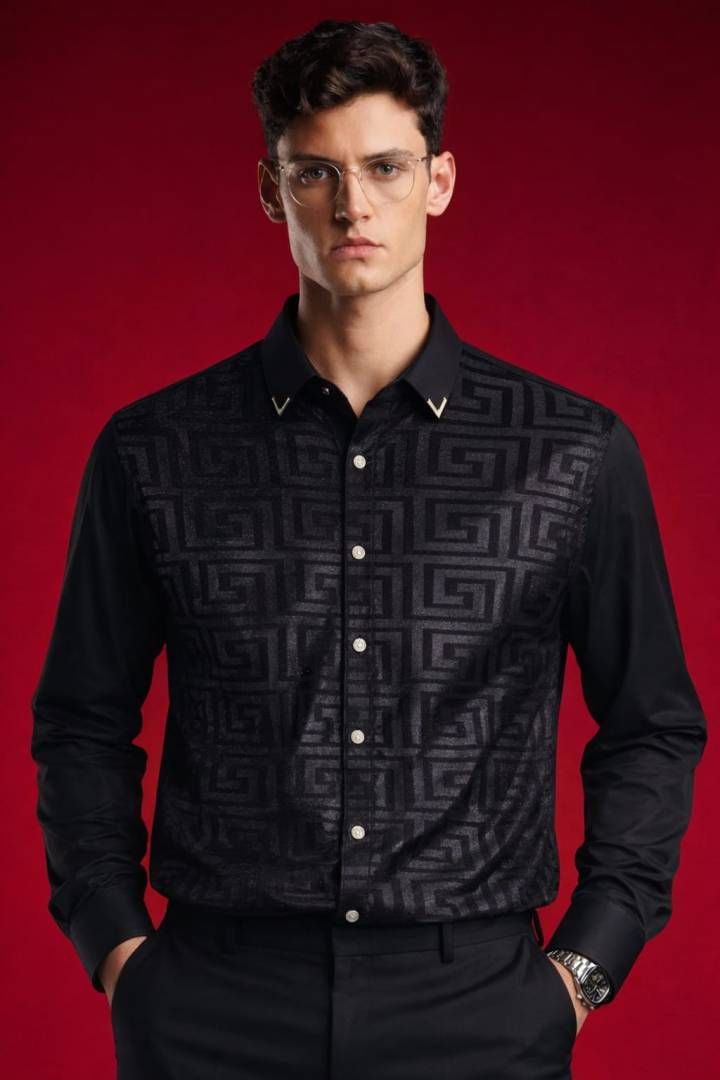 Versac-e IMPORTED STORE ARTICLE DIAMOND CHINA SHIRT