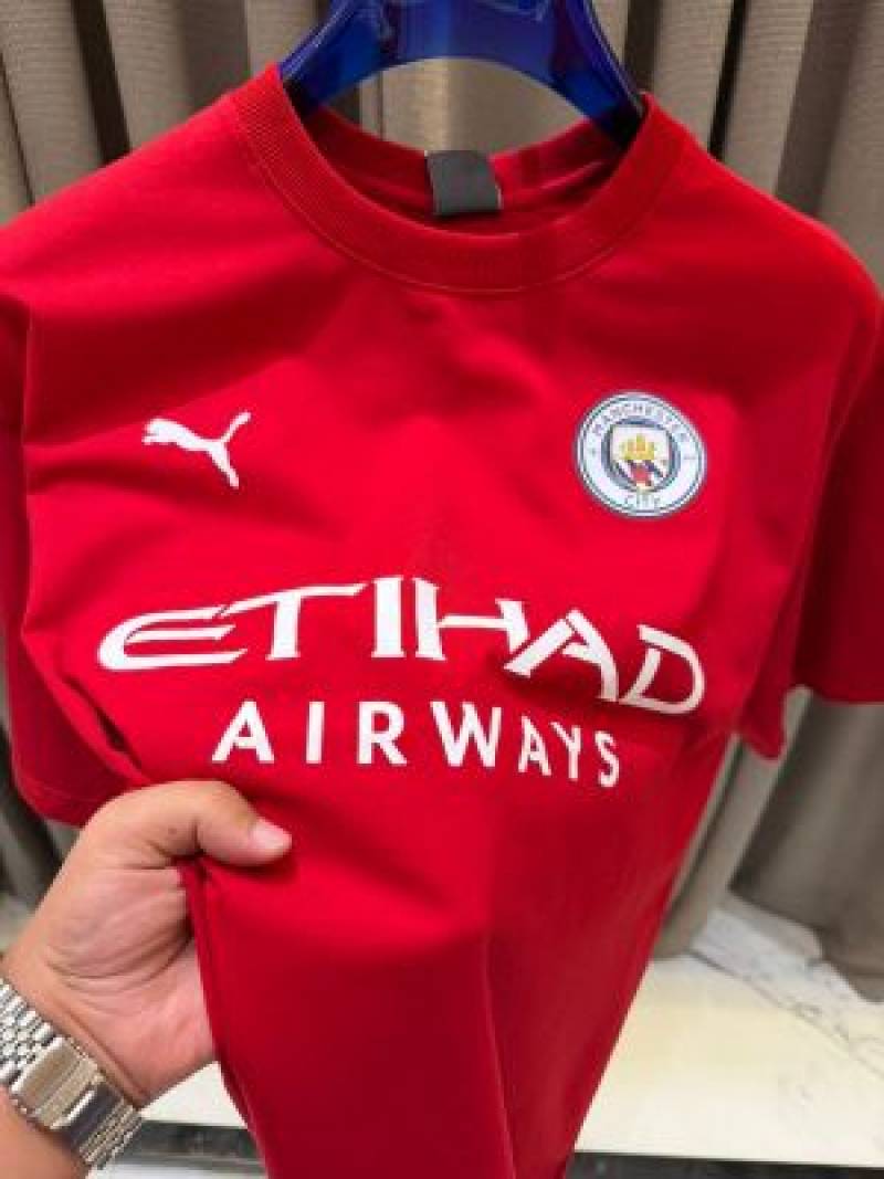 Pum_Mancity Logo Round Neck T shirt Red