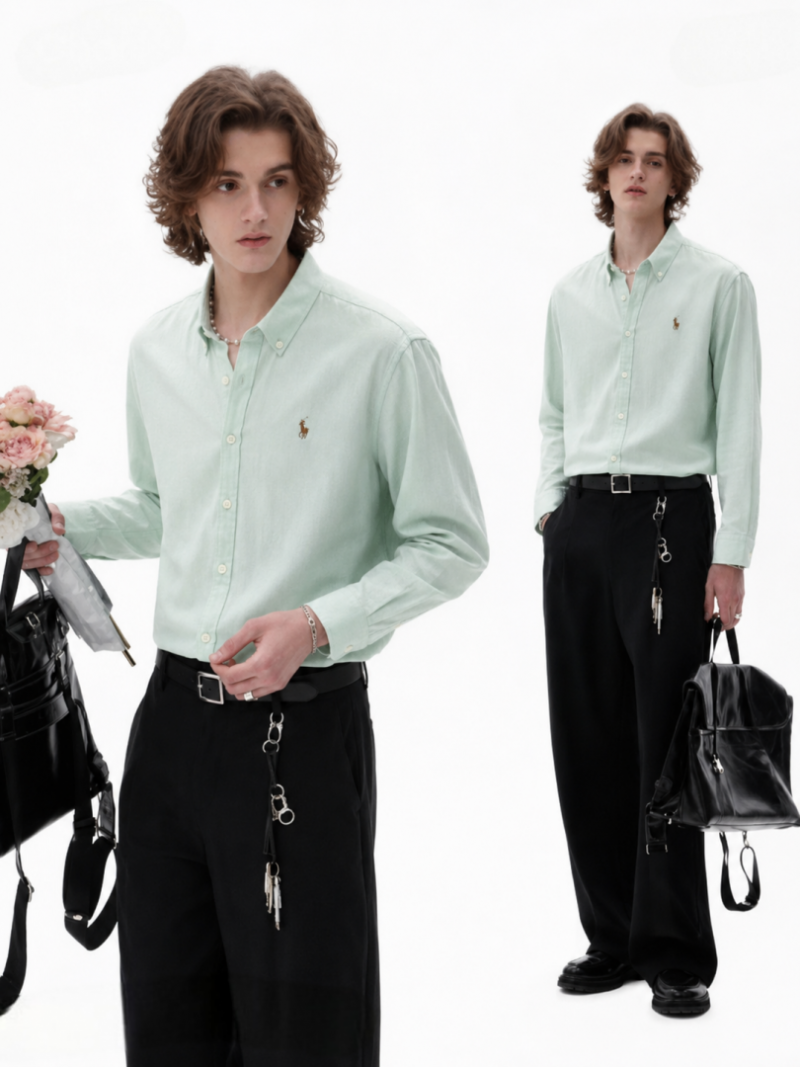 RALPx-H L-xAUREN P-OLO IMPORTED STORE ARTICLE SHIRT linen fabric