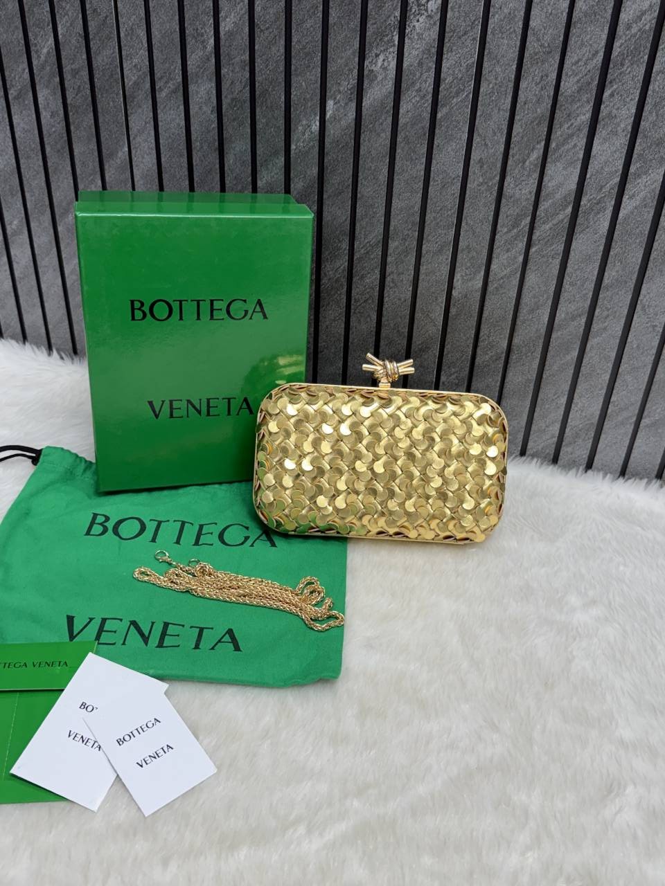 Bottega_Veneta_Gold_67_Knot_Leather_Clutch_With_OriginalBox_DustCover_Highend
