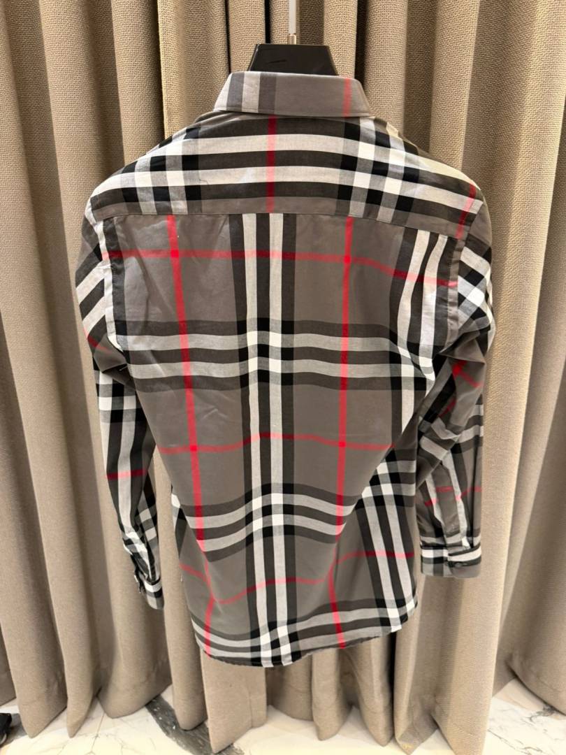 Burbery Box Pack Full Sleeves Checks Shirt Grey