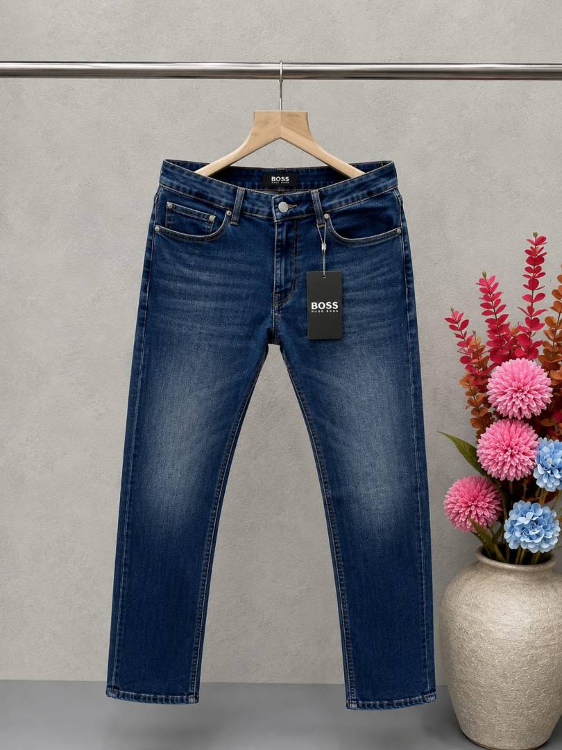 Boss Blue Shade Premium Imported Stretchable Lycra Fabric Straight Fit Denim with Metal Logo Sale Offer 3497 video