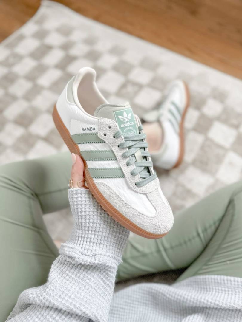 Adiddas Samba Silver Green Suede Fix